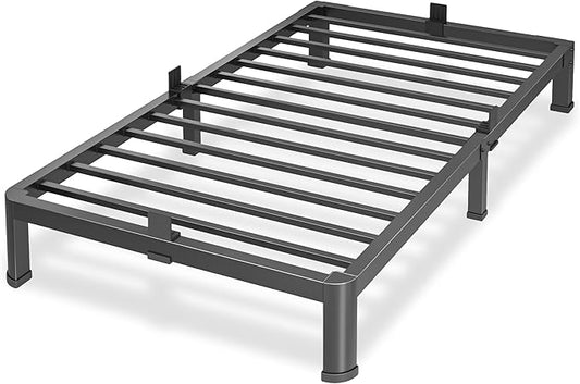 Superay 10 Inch Twin Size Metal Platform Bed Frame with Round Corners, Storage Space Under High Bed Frame-Heavy Duty Steel Slats Support, Noise Free - Easy Assembly - No Box Spring Needed