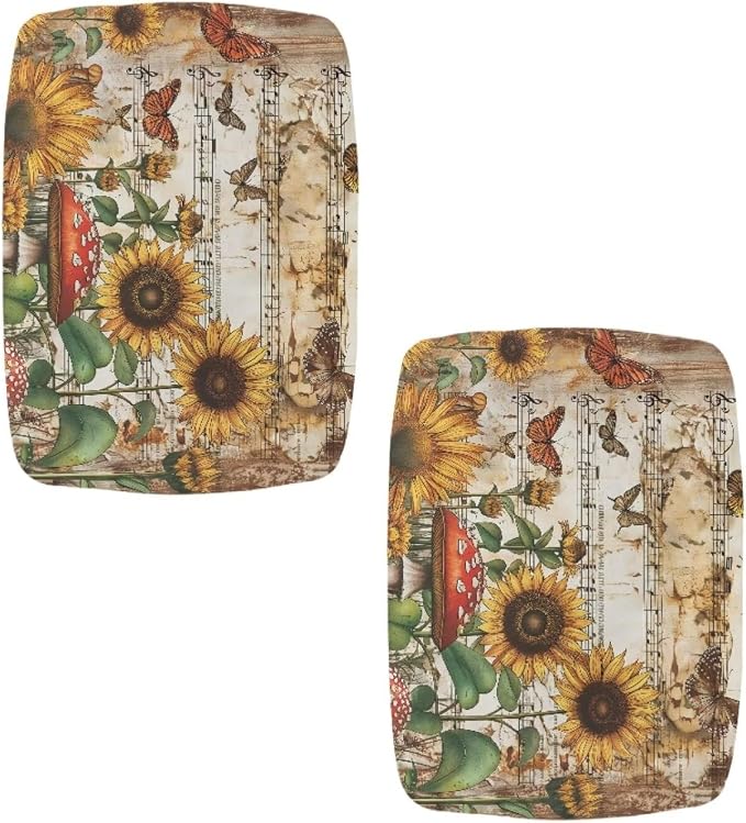 Mushroom Sunflower Bar Stool Covers Rectangle Butterfly Fall Bar Stool Covers Rectangle Set of 2 Stretchy Vanity Chair Cover Seat Cover with Elastic Band
