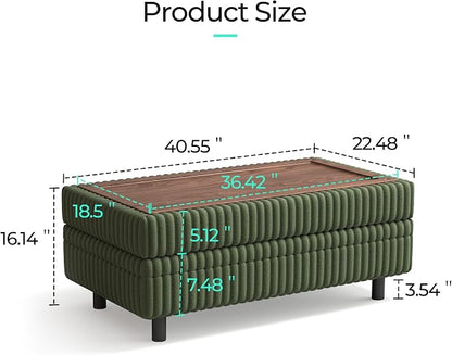 LINSY HOME Sectional Sleeper Sofa with Pull Out Couch Bed for Living Room (Green) | Plush Corduroy