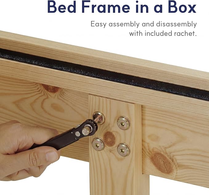 LIFEMENT Queen Bed Frame Signature Wood Platform, Noise Free, Under Bed Storage, No Box Spring Needed, Easy Assembly, New Natural