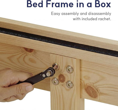 LIFEMENT Queen Bed Frame Signature Wood Platform, Noise Free, Under Bed Storage, No Box Spring Needed, Easy Assembly, New Natural