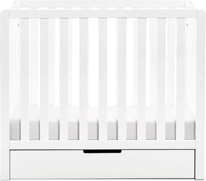 Carter's by DaVinci Colby 4-in-1 Convertible Mini Crib with Trundle Drawer in White, Greenguard Gold Certified, Undercrib Storage