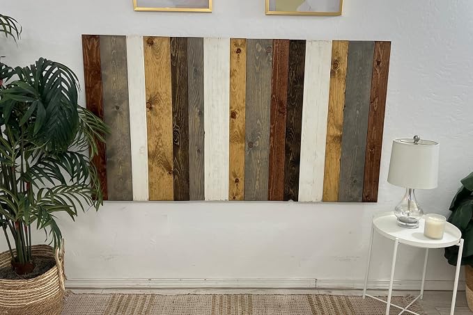 Barn Walls Solid Wood Headboard California King Size Rustic Mix with Smooth Natural Wood Grain, Handcrafted Wall-Mounted Panel Head Board, Adjustable Height, Modern Rustic Bedroom, Built to Last