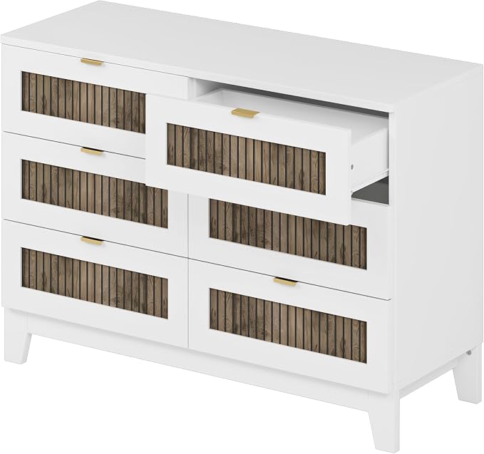 4 Pieces Bedroom Furniture Sets Farmhouse Queen Size Bed Frame with Storage Dresser & Nightstand, Wood Platform Bed Frames with Metal Handle for Living Room, Home, Guest Room, Apartment