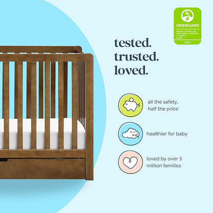 Carter’s by Davinci Colby 4-in-1 Convertible Crib w/Trundle Storage - GREENGUARD Certified, Convertible Baby Crib to Toddler Bed, Daybed, Full-Size Bed - 4 Adjustable Mattress Heights, Walnut