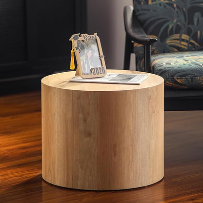 Nesting Round Coffee Table Set of 2, Accent End Table for Small Spaces, Morden Drum Side Table, Wooden Circle Center Table for Living Room, Fully Assembled - Light Oak