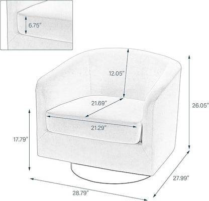 360° Swivel Barrel Accent Chair Armchair, PU Leather Round Club Arm Chair for Lving Room, Modern Upholstered Small Bedroom Single Sofa Seat - Cream, Set of 4