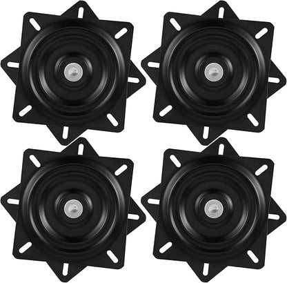 HAKZEON 4 Pack Heavy Duty Bar Stool Swivel Plate, 6.25 Inch Square, 300 lbs Capacity, Black