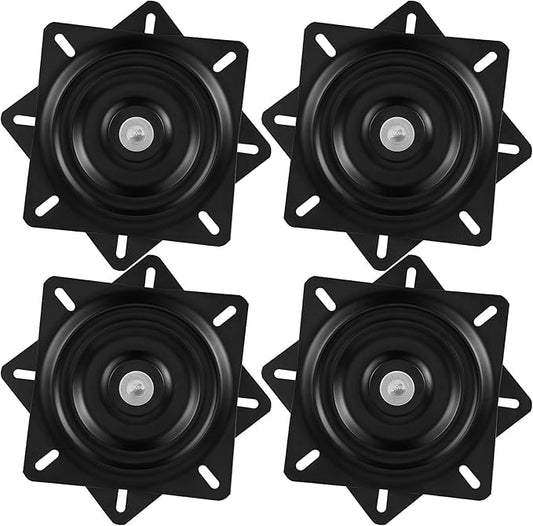 HAKZEON 4 Pack Heavy Duty Bar Stool Swivel Plate, 6.25 Inch Square, 300 lbs Capacity, Black