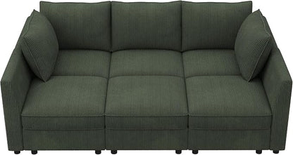 HONBAY Modular Sofa Sectional Sleeper Couch with Storage Modular Couch Convertible Couches for Living Room - Green