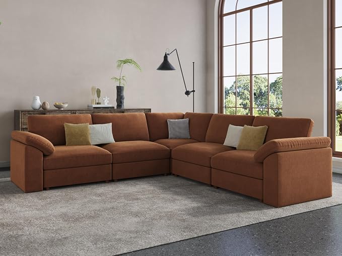 EASE MOOSE Sectional Modular Sofa,Oversized L Shape Sectional Couch Wide Deep Modular Sofa Couch,Brown