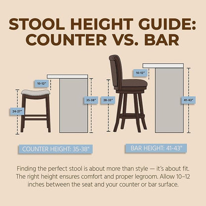 ROME + OAK Runyan 26" Swivel Counter Stool, Rotating Backless Barstool in Walnut with Brown Vegan Leather Seat - for Kitchens or Dining Rooms
