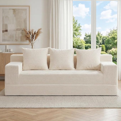 cidludto Convertible Sofa Bed, 78" Oversized Boneless Loveseat Couch 2 in 1 Foldable Futn Bed Couch in A Box, Folding Sofa Chair for Living Room, No Assembly Required, Beige