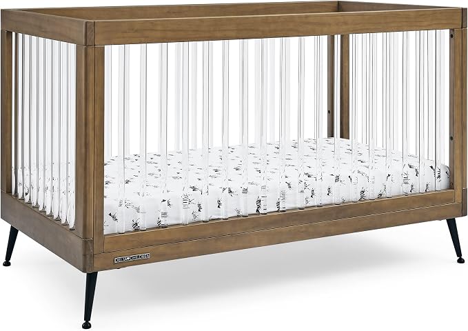 Delta Children Sloane 4-in-1 Acrylic Convertible Crib - Greenguard Gold Certified, Acorn/Matte Black