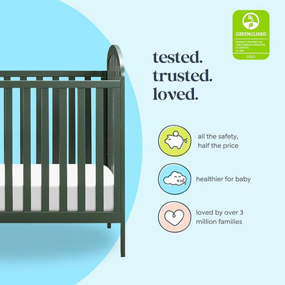 Davinci Beau 3-in-1 Convertible Baby Crib, Forest Green | GREENGUARD Certified, Converts to Toddler Bed & Daybed, 4 Adjustable Mattress Heights, Toddler Conversion Kit Sold Separately