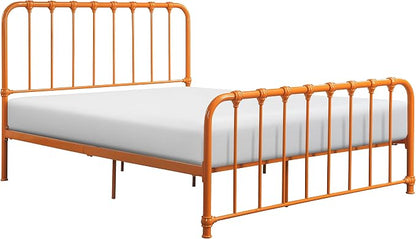Lexicon Full Metal Bed Frame, Platform Bed with Strong Metal Slat Support Under Bed Storage, Full Bed Frame with Headboard, No Box Spring Needed, Easy Assembly, Full, Orange