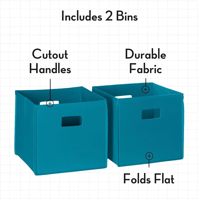 RiverRidge Kids 6 Cubby Storage 2pc Activity Table, White with Turquoise Bins
