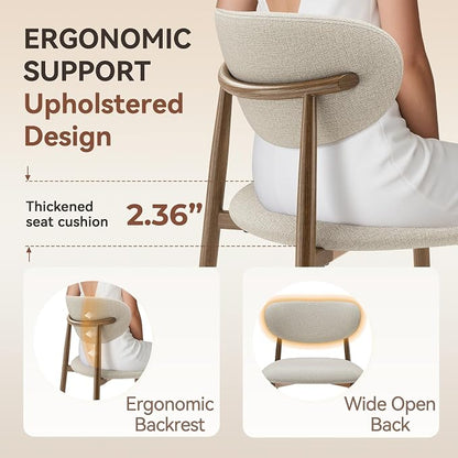 MALOL Dining Chairs Set of 6, Curved Back Kitchen Room Chairs with Metal Legs and Anti Slip Pads, Upholstered Dining Chair for Home and Restaurant, Beige