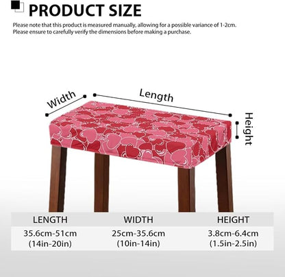 Hearts Print Bar Stool Covers Set of 2 Valentines Decorations Rectangle Vanity Stool Cover Valentine Holiday Party Counter Stool Bar Chair Covers for Kitchen Pub Dining Room