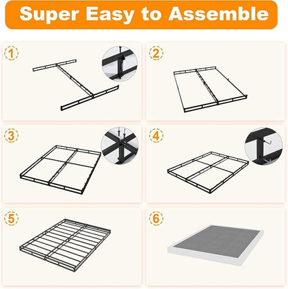 NHODIR 5 Inch Queen Box Spring-Heavy Duty Metal Bed Foundation with Cover, Noise-Free & Tool-Free Easy Assembly,Mattress Support Base for Queen Size Bed