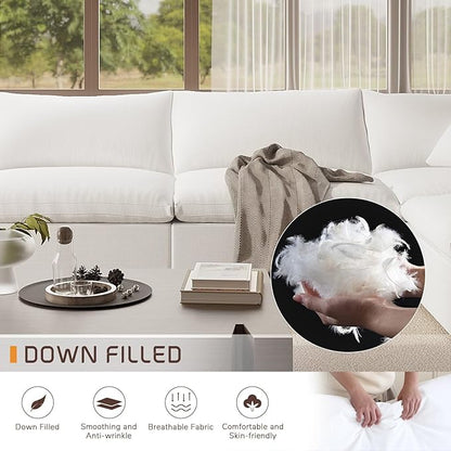 Cloud Modular Sectional Sofa,211.6" Down Filled Sofa 5 Seat with Chaise,Minimalist Sofa Cover Washable and Replaceable Couches for Living Room,Sectional Sofa Deep Seat White