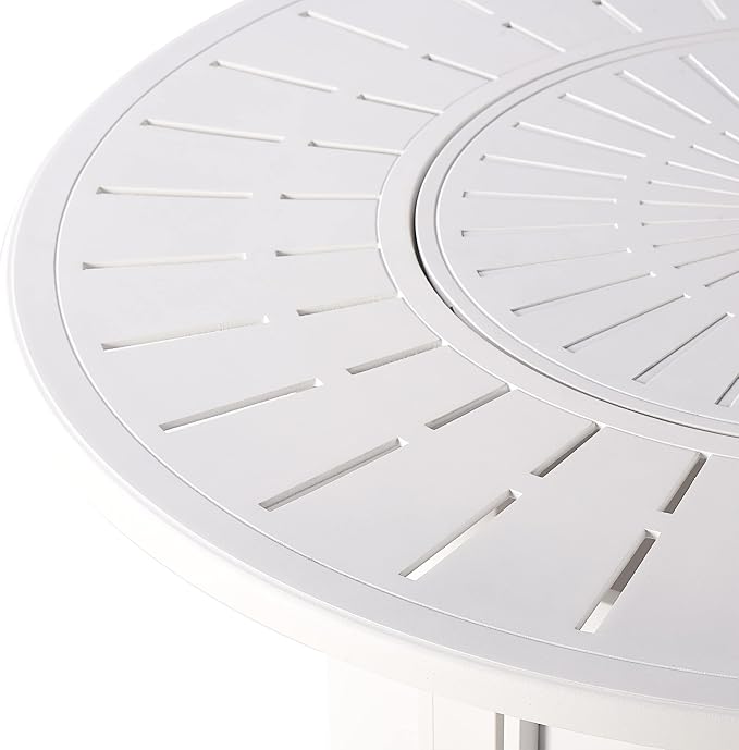 Oakland Living Round 44 in. x 44 in. Aluminum Propane Fire Pit Table with Glass Beads, Two Covers, Lid, 57,000 BTUs in White Finish