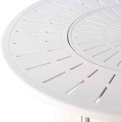 Oakland Living Round 44 in. x 44 in. Aluminum Propane Fire Pit Table with Glass Beads, Two Covers, Lid, 57,000 BTUs in White Finish