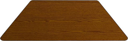 Flash Furniture Mobile 22.5''W x 45''L Trapezoid Oak HP Laminate Activity Table - Standard Height Adjustable Legs