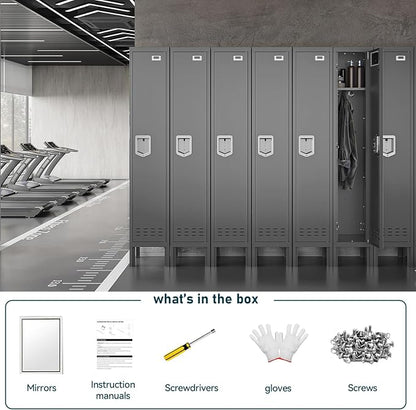 BUTISOW Metal Lockers - 66" Height Steel Lockers for Employees with Door Storage Locker with Card Slot for Employees Gym School Home Office Garage - Assembly Required