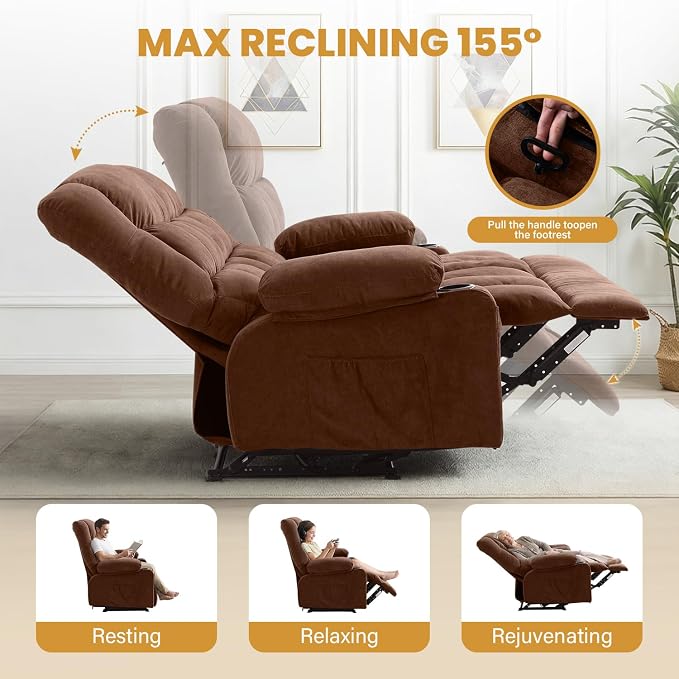BOSMILLER Reclining Loveseat with Cup Holders for Living Room 2 Seat Manual Loveseat Recliner with Side Pocket