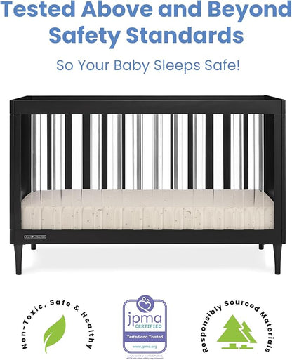 Delta Children Bowie 4-in-1 Convertible Acrylic Crib - Greenguard Gold Certified, Black Ebony
