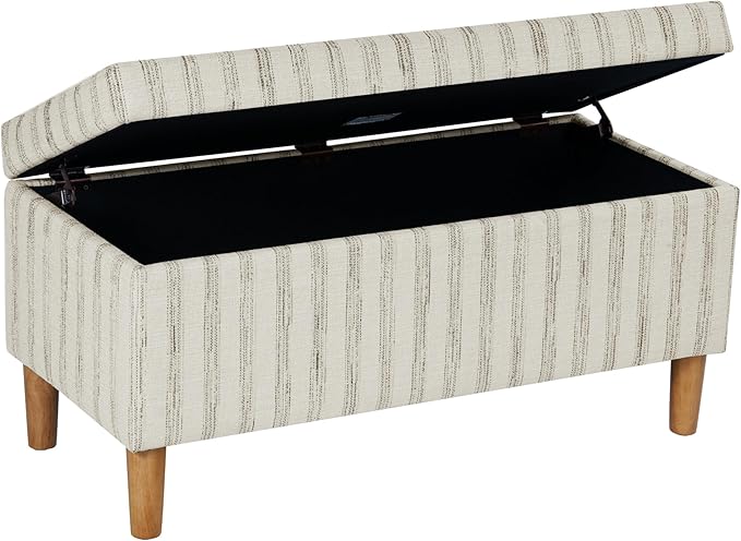 HomePop Malmo 36" Storage Bench - Gray & Cream Stripe