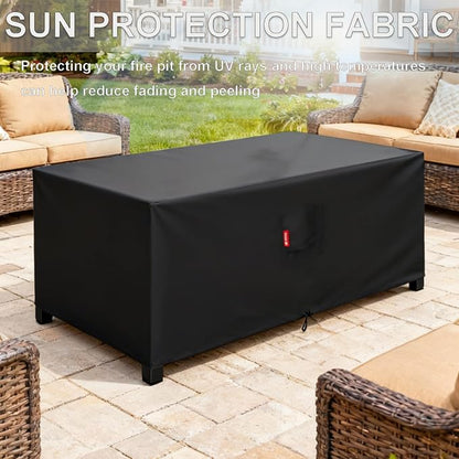 SheeChung Fire Pit Cover Rectangular 64"Lx30"Wx26"H,Waterproof Outdoor Dining Table Cover,Heavy Duty 600D Tear Resistant Outside Furniture Cover,Fits for Propane Gas Fireplace Outdoor Storage Box