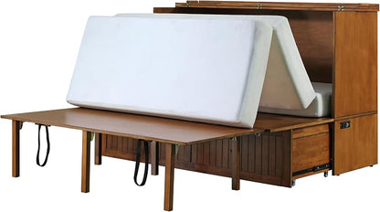 Mega Solutions Murphybedz Tuscany Murphy Cabinet Chest Bed with Charging Station 6 Inch (Scandinavian Oak, Queen)