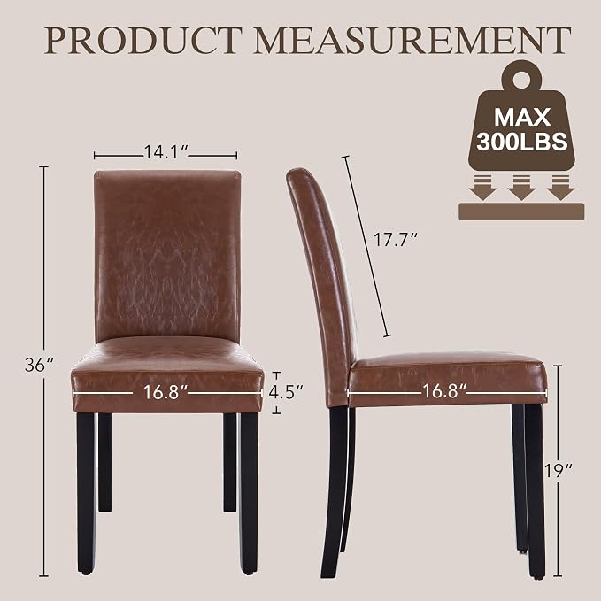 LSSBOUGHT Modern Dining Chair Urban Style Linen Kicthen Chairs with Solid Wood Legs for Dining Room and Restaurant (Brown, Set of 4)