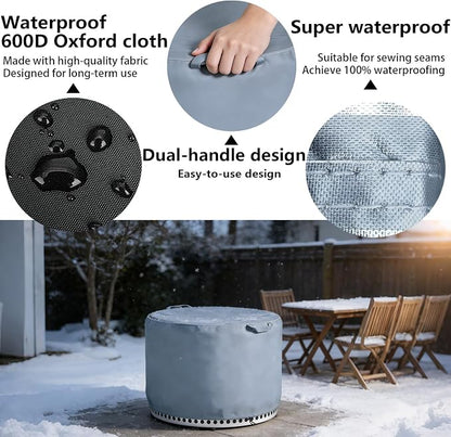 Chinchilla Fire Pit Cover for Solo Stove Bonfire 2.0 - Waterproof 600D Oxford Fabric Cover for 19.5 to 21 Inch Outdoor Fire Pits, All-Weather Protection with Drawstring & Heat-Resistant Handle