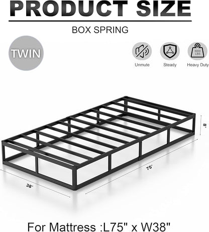 OSASET Twin Box Spring, 8 Inch Metal | Heavy Duty Metal Frame, 3000lbs Support, Easy Assembly, Noise Free, Non Slip