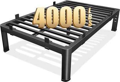 14 Inch Full Size Bed Frame, Reinforced Heavy Duty Metal Full Bed Frame with Rounded Corner & No-Slip Mattress Grip, 4000LBS Squeak-Free Platform Bed Frame with Headboard Holes Easy Assembly