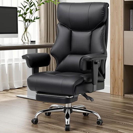 GTPLAYER Big and Tall Gaming Chair 400lbs Heavy Duty Office Chair with Foot Rest & Ergonomic Pocket Spring Cushion, High Back Lumbar Support for Lower Back Pain Relief, Ergo Black