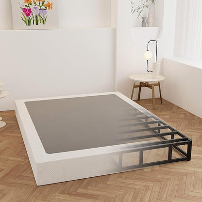 Maenizi 9 Inch Full XL Box Spring, Heavy Duty Metal Box Spring Bed Base with Fabric Cover, Mattress Foundation, Easy Assembly, Noise Free, Black