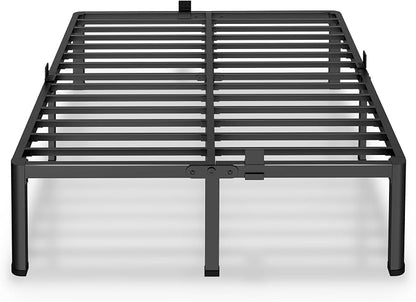 MAF 16 Inch Queen Bed Frames with Round Corner Legs Mattress Slide Stopper No Box Spring Needed Heavy Duty Metal Platform Bed Frame Under-Bed Storage Space, 3000 LBS Steel Slats Support
