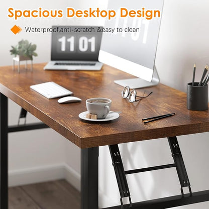 Need Folding Computer Desk - 31.5 Inch Foldable Office Writing Work Study Kids Student Teacher Home Bedroom Table for Small Space, Rustic Brown