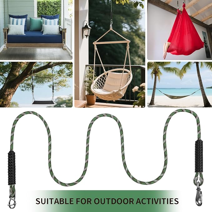 Heavy Duty Tree Swing Ropes, Hammock Hanging Chair Hanging Kit, Length Adjustable Swing Hanging Straps for Outdoor Camping Playground Set Accessories 5.6Ft(67"),