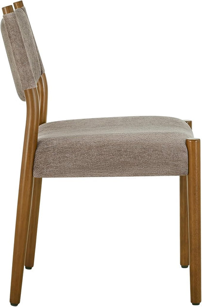 KISLOT Upholstered Dining Chairs Set of 6, Solid Wood Armless Kitchen Chairs with Soft Polyester Fabric, 18.9" Seat Height, Modern Dining Room Seating, 300 lbs Capacity, Brown