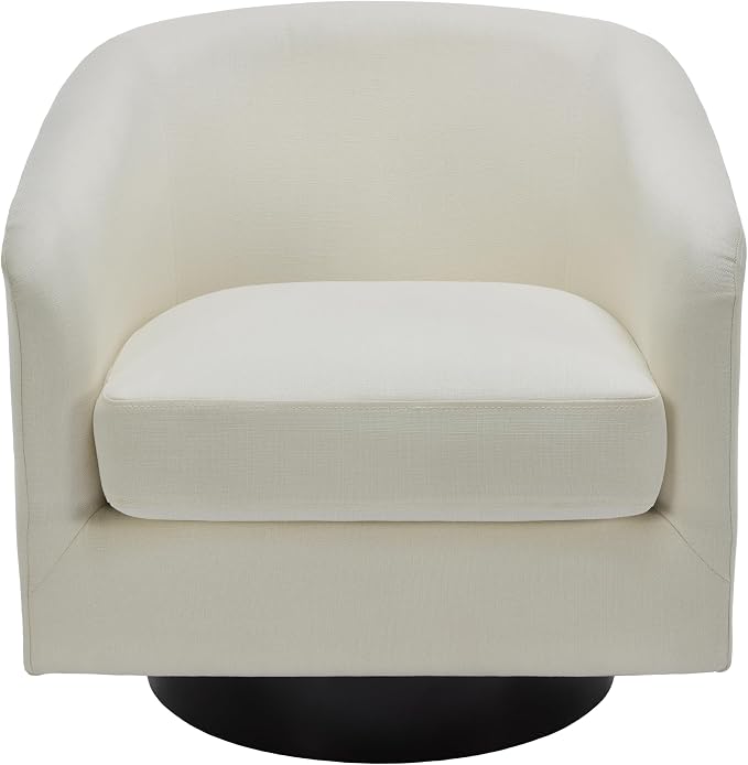 Swivel Barrel Accent Chairs Set of 2, Fabric Upholstered Armchair for Living Room, Beige