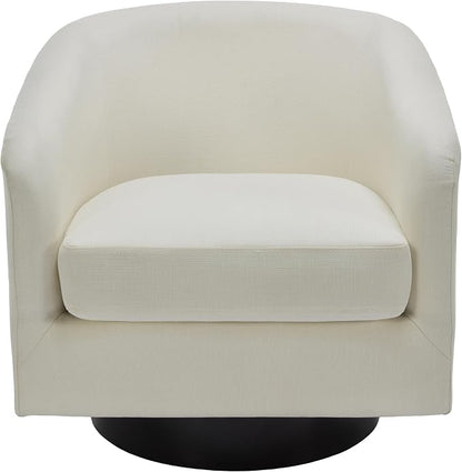 Swivel Barrel Accent Chairs Set of 2, Fabric Upholstered Armchair for Living Room, Beige
