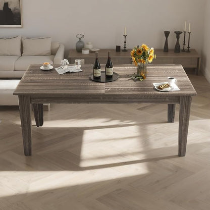 Extendable Dining Table for 6-10 People,70.87''-106.3''Modern Space-Saving Wood Kitchen Table,Rectangle Folding Conference Meeting Table for Living Meeting Room Kitchen,Black Oak