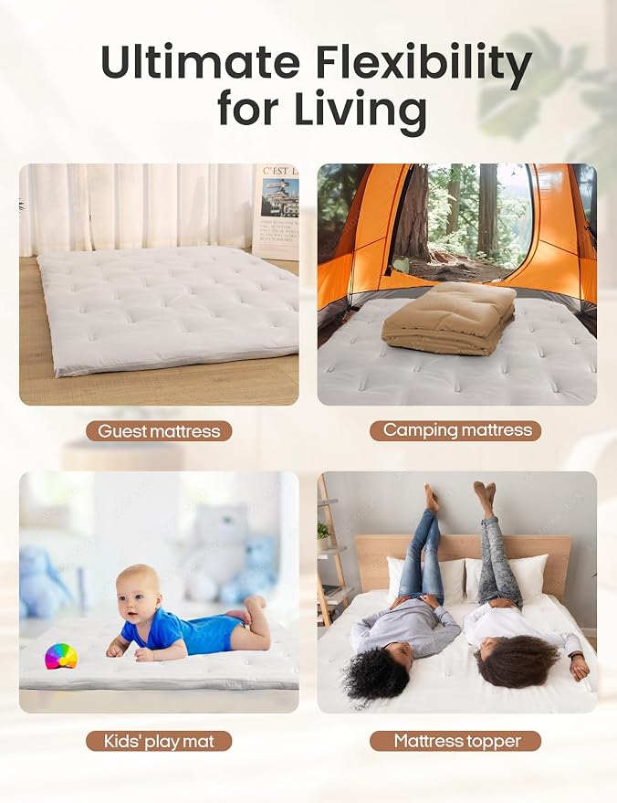 Syrinx Water Resistant Japanese Futon Mattress, Twin Size 75"x39", 2.5 Inch Thick Japanese Floor Mattress Tatami Mat, Foldable Floor Bed Sleeping Pad for Dormitory Guest Room Camping