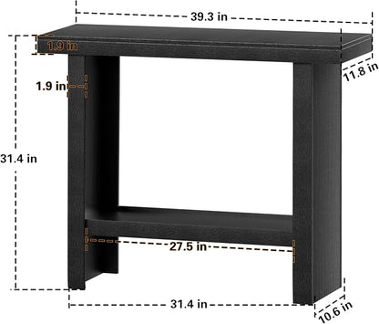 LIFECHOVY Modern Console Tables with Storage, Narrow Entryway Table for Hallway, Behind The Couch Sofa, Entrance Table with Shelves for Living Room, Foyer, Black