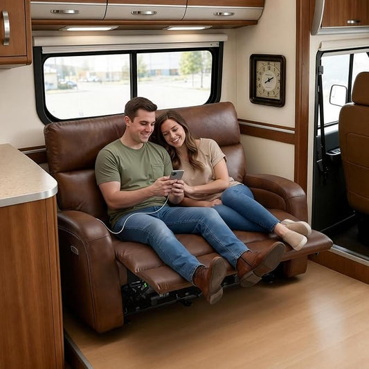 MCombo Zero Wall Recliner Loveseat, 2-Seat Power Wall Hugger Sofa with USB & Type-C Dual Ports, for Small Space, Living Room, RV PR646 (Dark Brown, Loveseat)